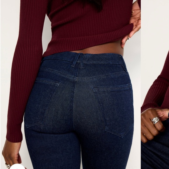 Always Fits Good American Good Legs Flare Dark Wash Jeans 00-4 NWT - Picture 2 of 8